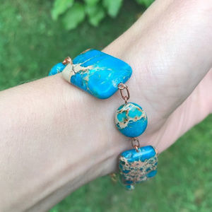 Plus size Turquoise Imperial Jasper Bracelet